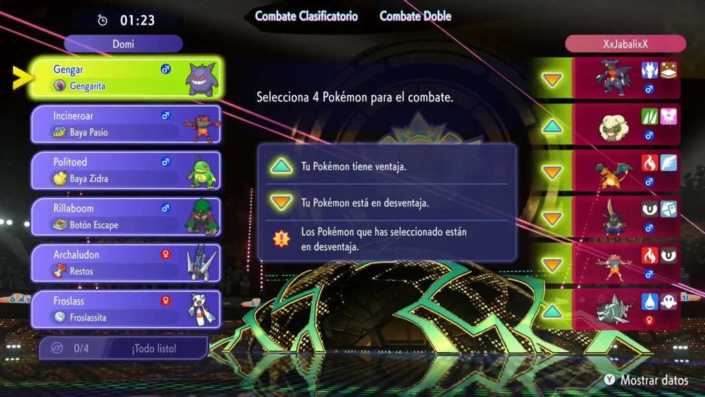 Ayudas en combate Pokémon Champions Team Preview
