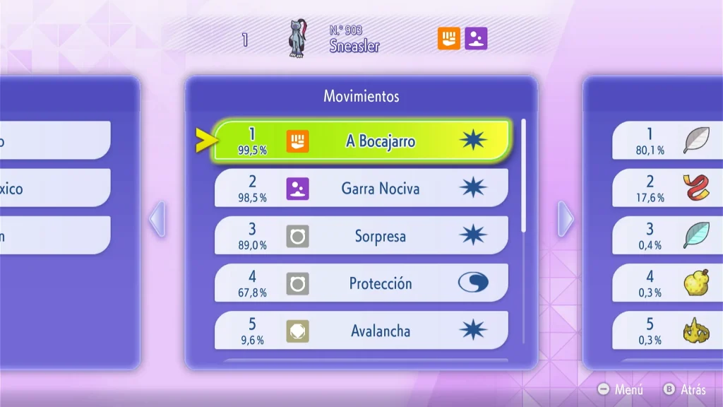 Movimientos de Sneasler VGC Reg M-A