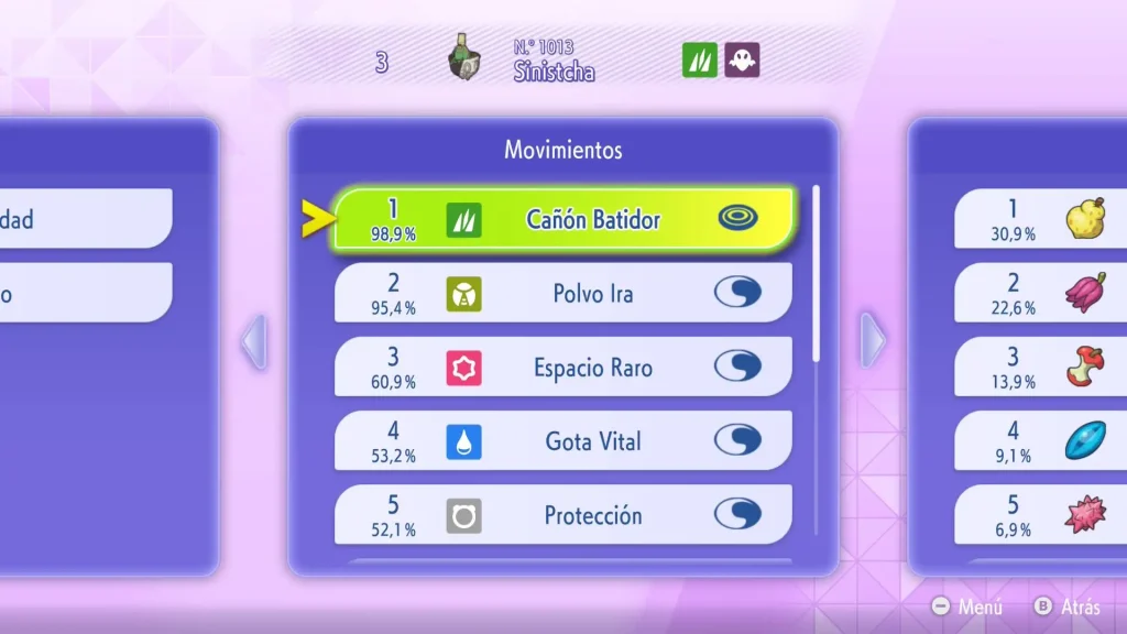 Movimientos comunes Sinistcha en Reg M-B